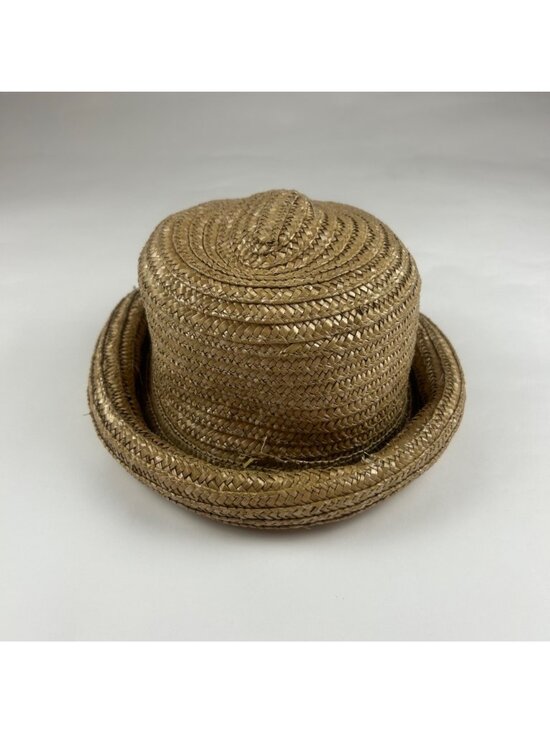 Rolled Brim Woven Straw Hat OS